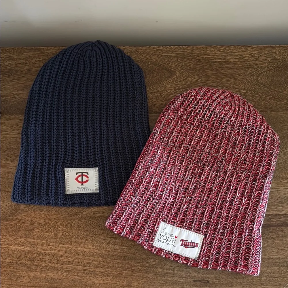 Love Your Melon Blue and Red MN TWINS Ribbed Knit Beanies - Picture 1 of 7